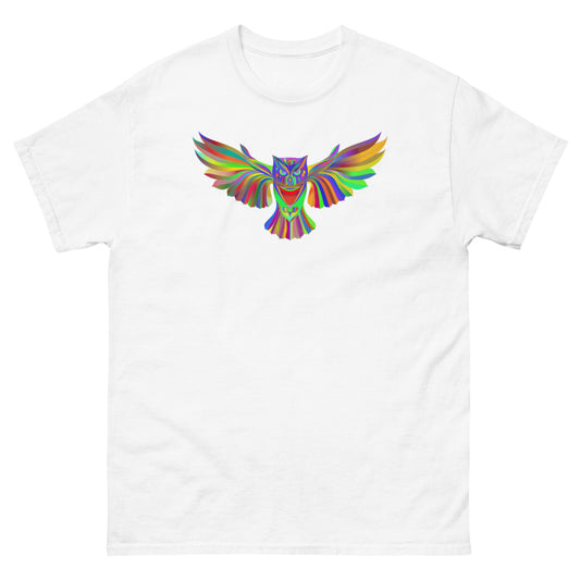 Multi Coloured Owl 100% cotton men's heavyweight tee