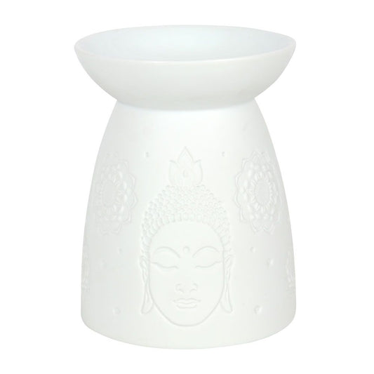 White Ceramic Buddha Face Oil Burner