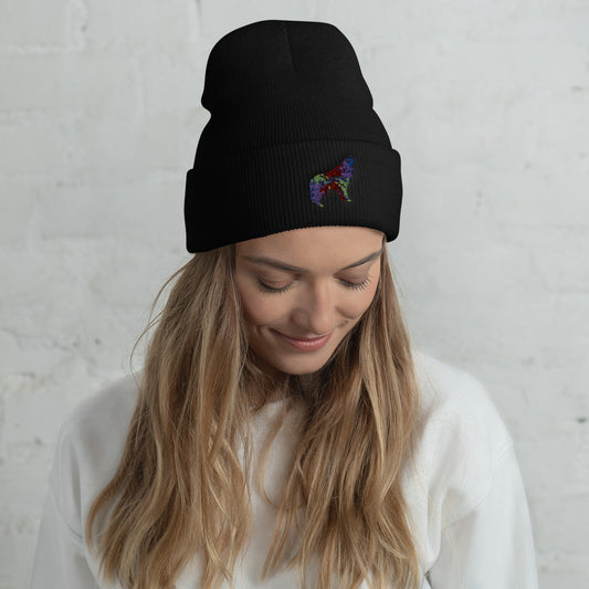 Technicolour Wolf Cuffed Beanie