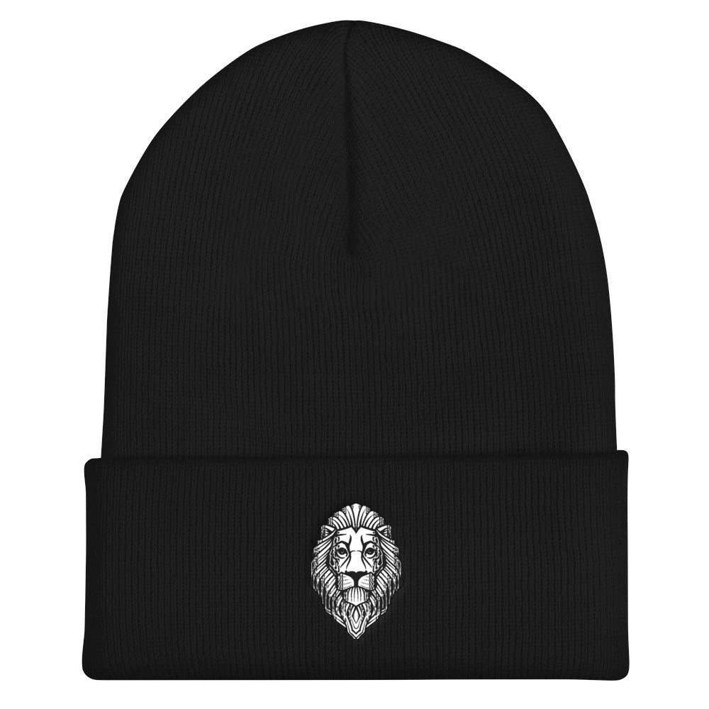 Silver Lion Cuffed Beanie