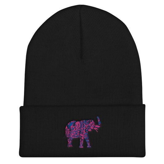 Pink Elephant Cuffed Beanie