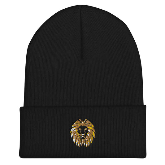 Gold Lion Cuffed Beanie