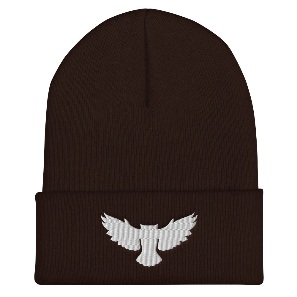 Silver Owl Cuffed Beanie