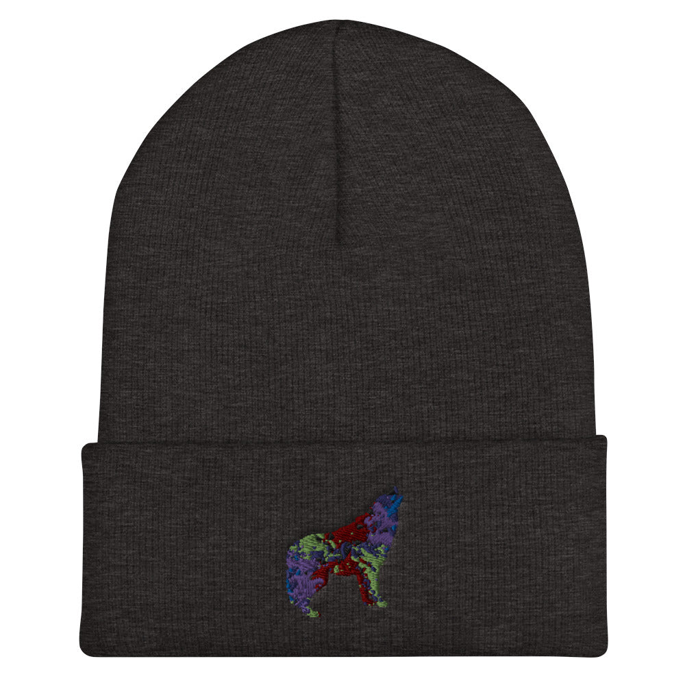 Technicolour Wolf Cuffed Beanie