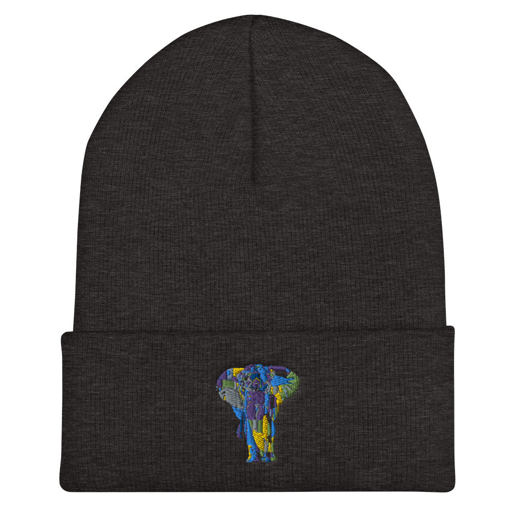 Elephant Face Colour Cuffed Beanie