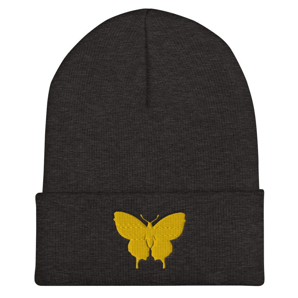 Golden Butterfly Cuffed Beanie