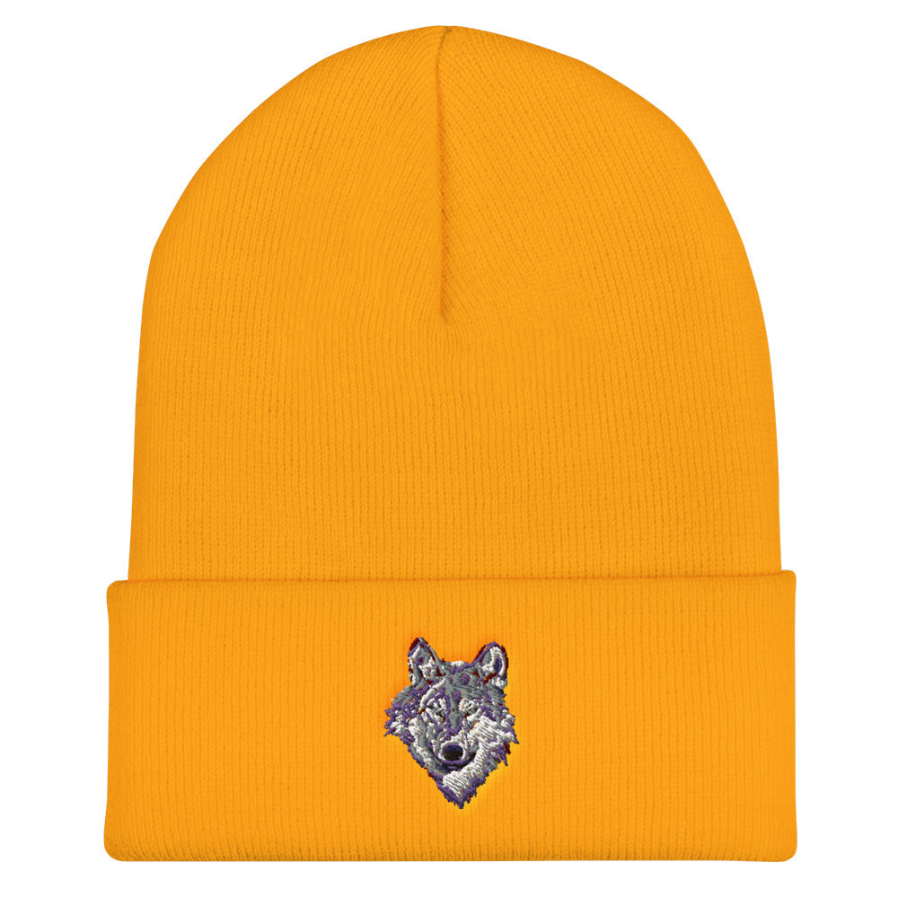 Silver Wolf Cuffed Beanie