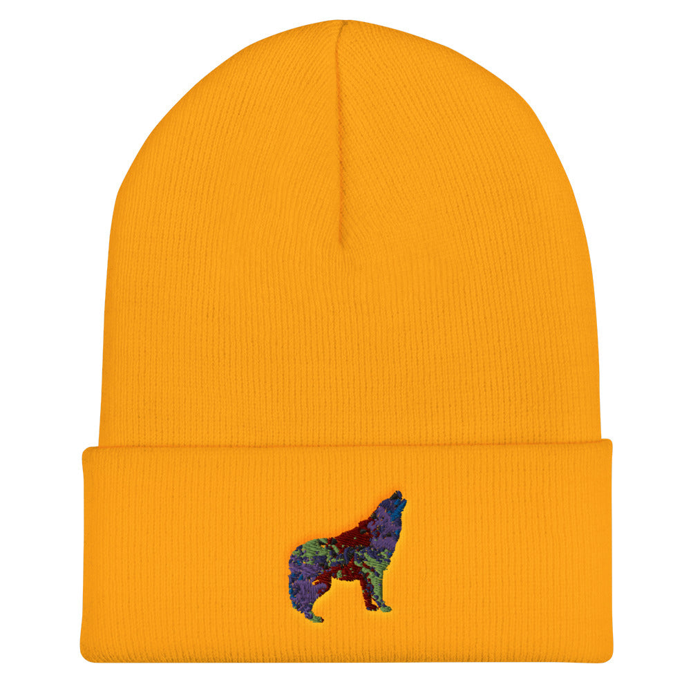 Technicolour Wolf Cuffed Beanie