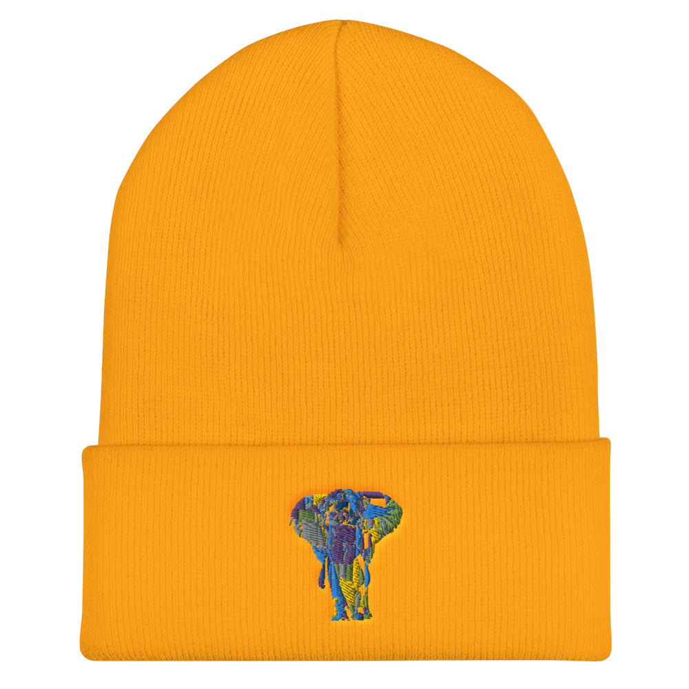 Elephant Face Colour Cuffed Beanie