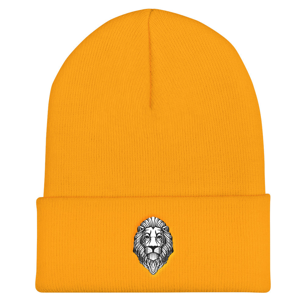 Silver Lion Cuffed Beanie