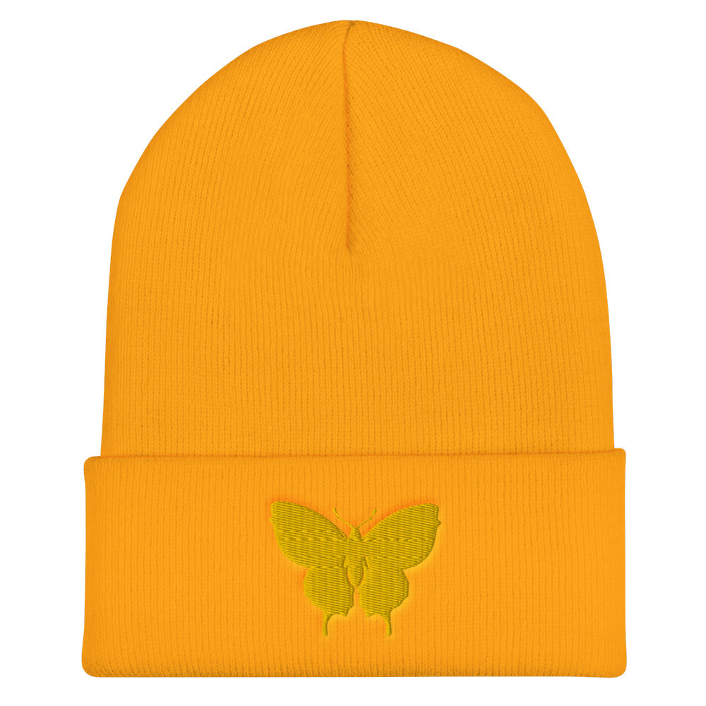 Golden Butterfly Cuffed Beanie