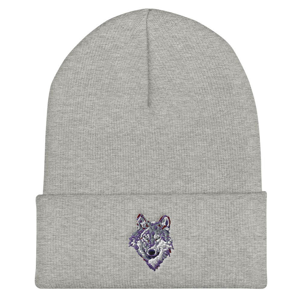 Silver Wolf Cuffed Beanie