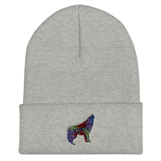 Technicolour Wolf Cuffed Beanie