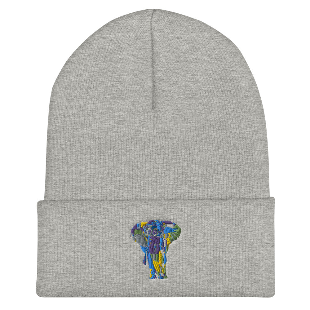 Elephant Face Colour Cuffed Beanie