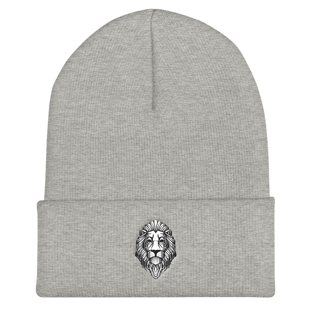 Silver Lion Cuffed Beanie