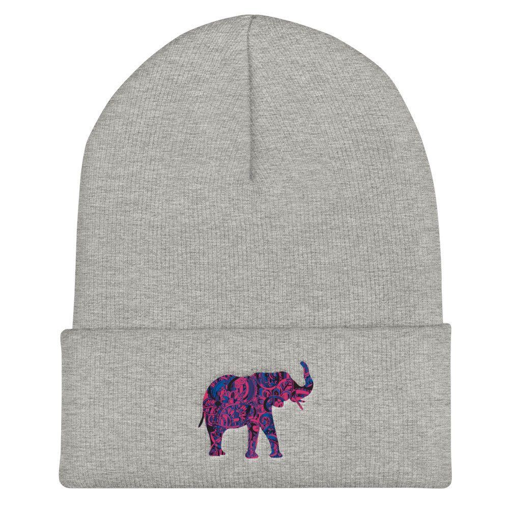 Pink Elephant Cuffed Beanie