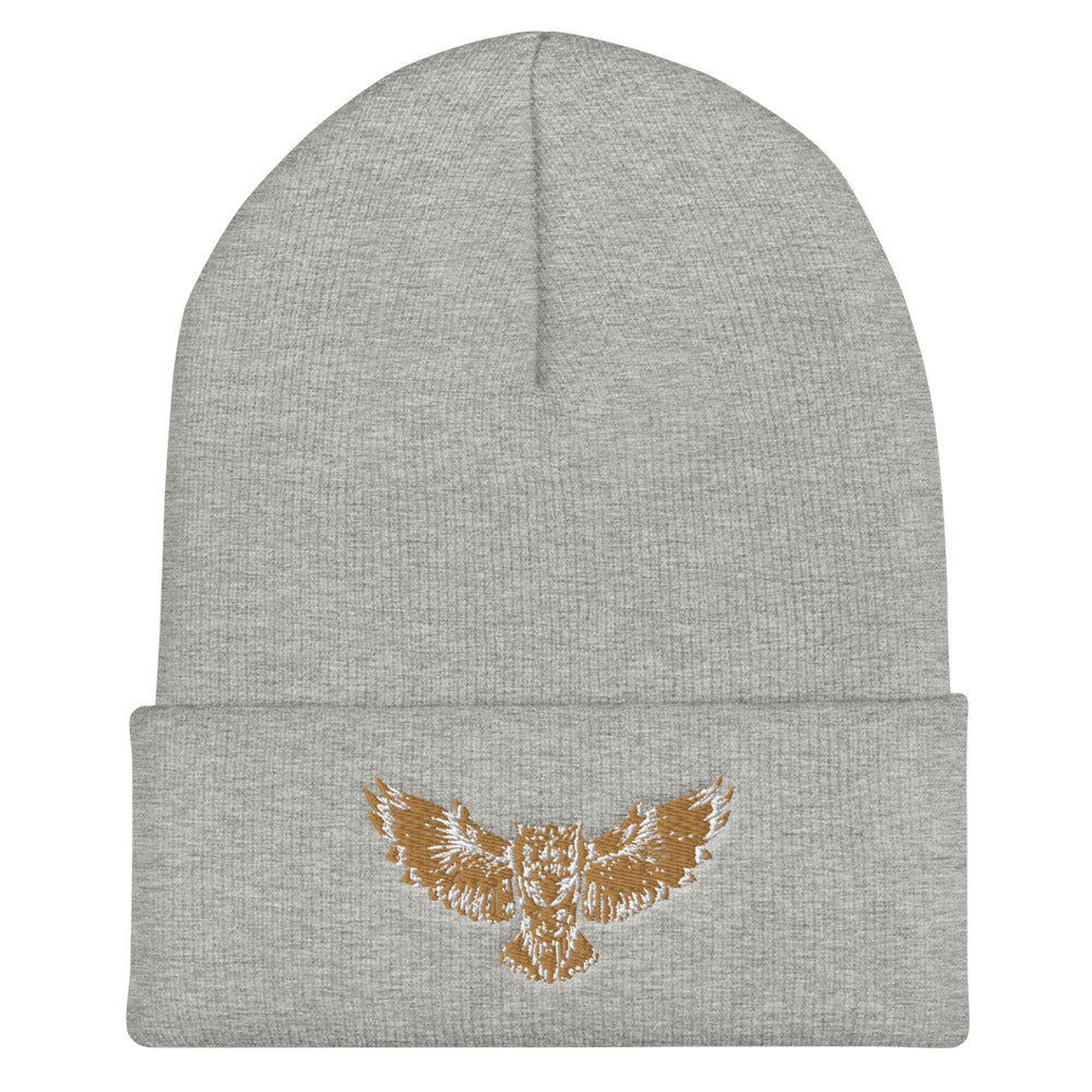 Golden Owl Cuffed Beanie