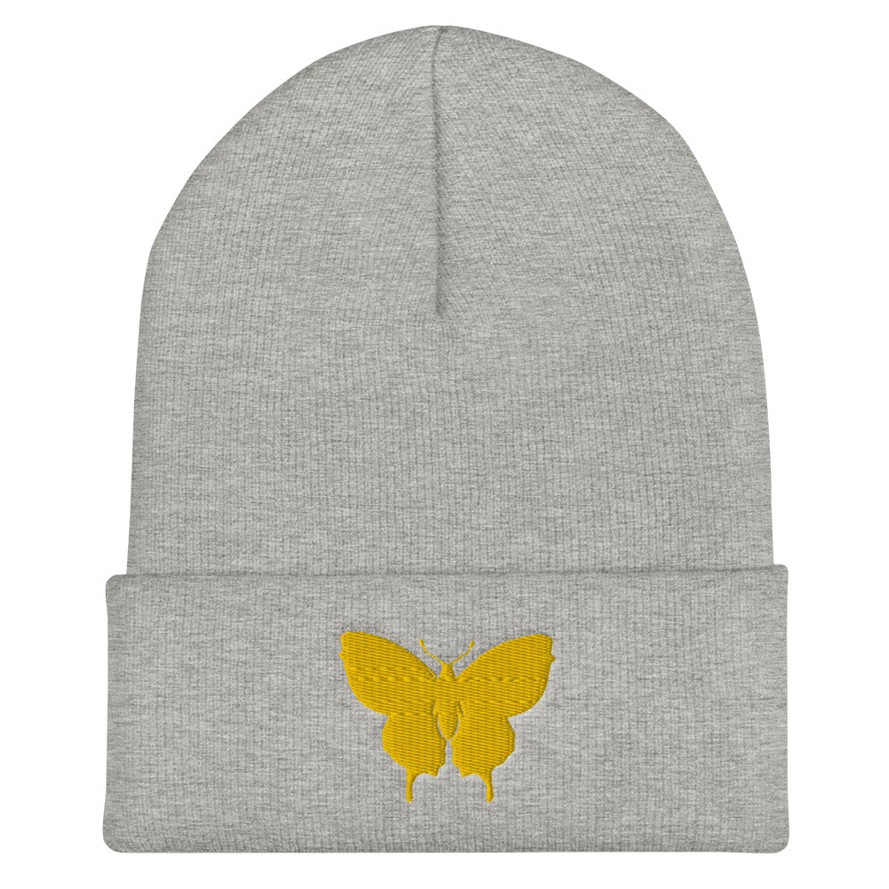 Golden Butterfly Cuffed Beanie