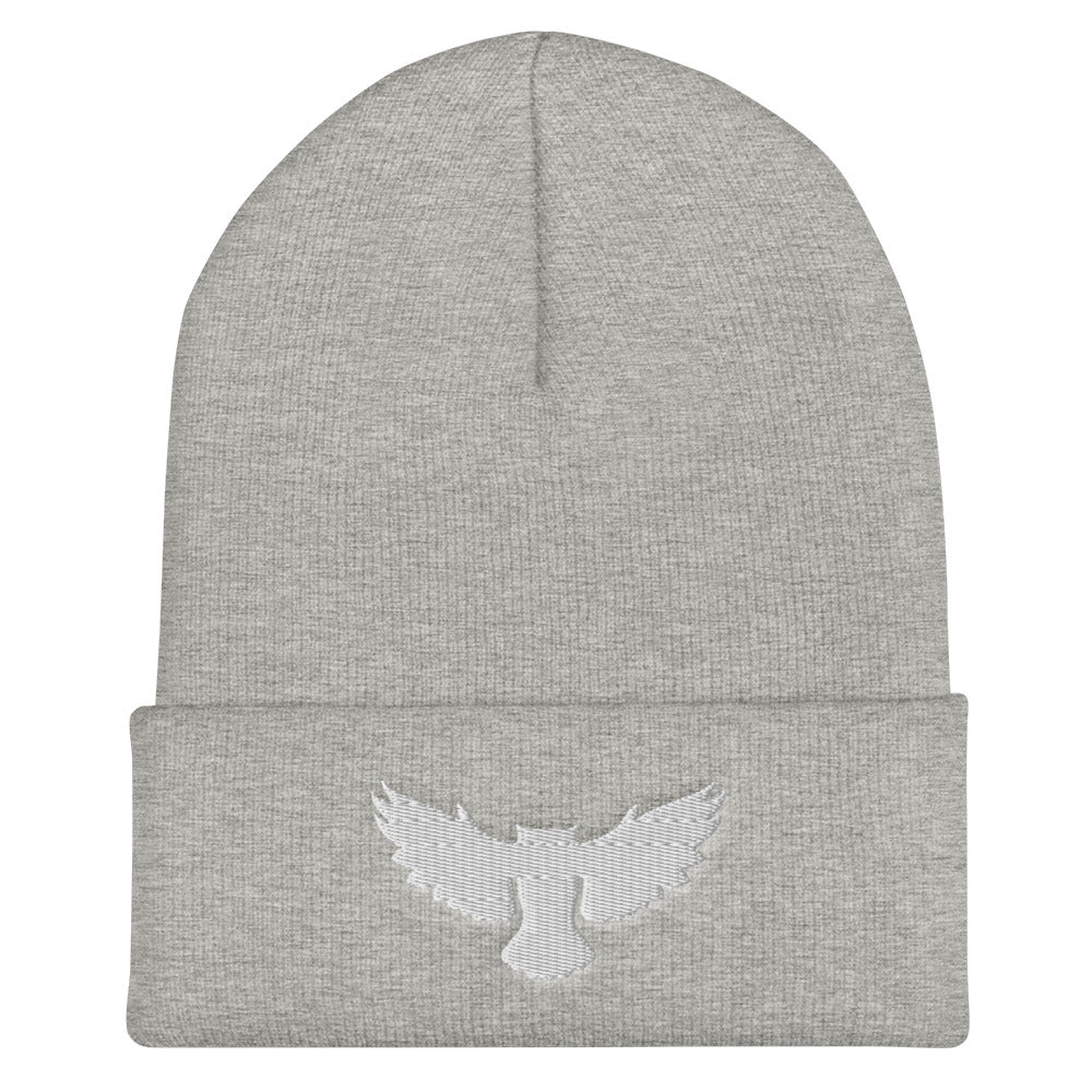 Silver Owl Cuffed Beanie