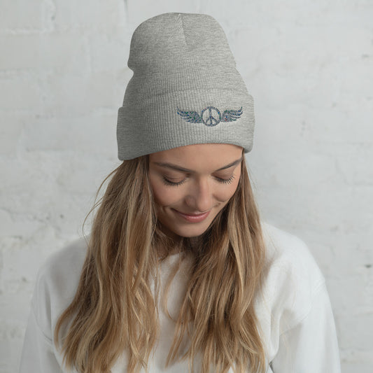 Peace Angel Cuffed Beanie