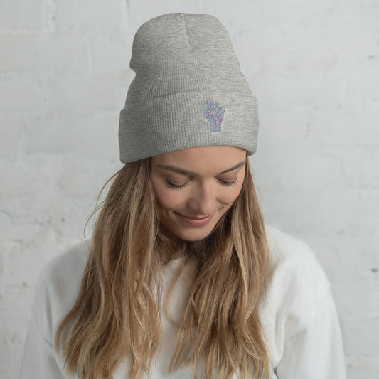 Silver Fist Cuffed Beanie