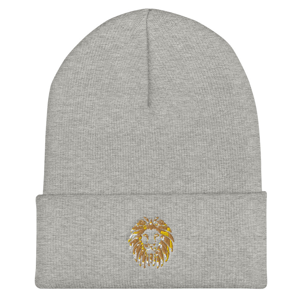 Gold Lion Cuffed Beanie