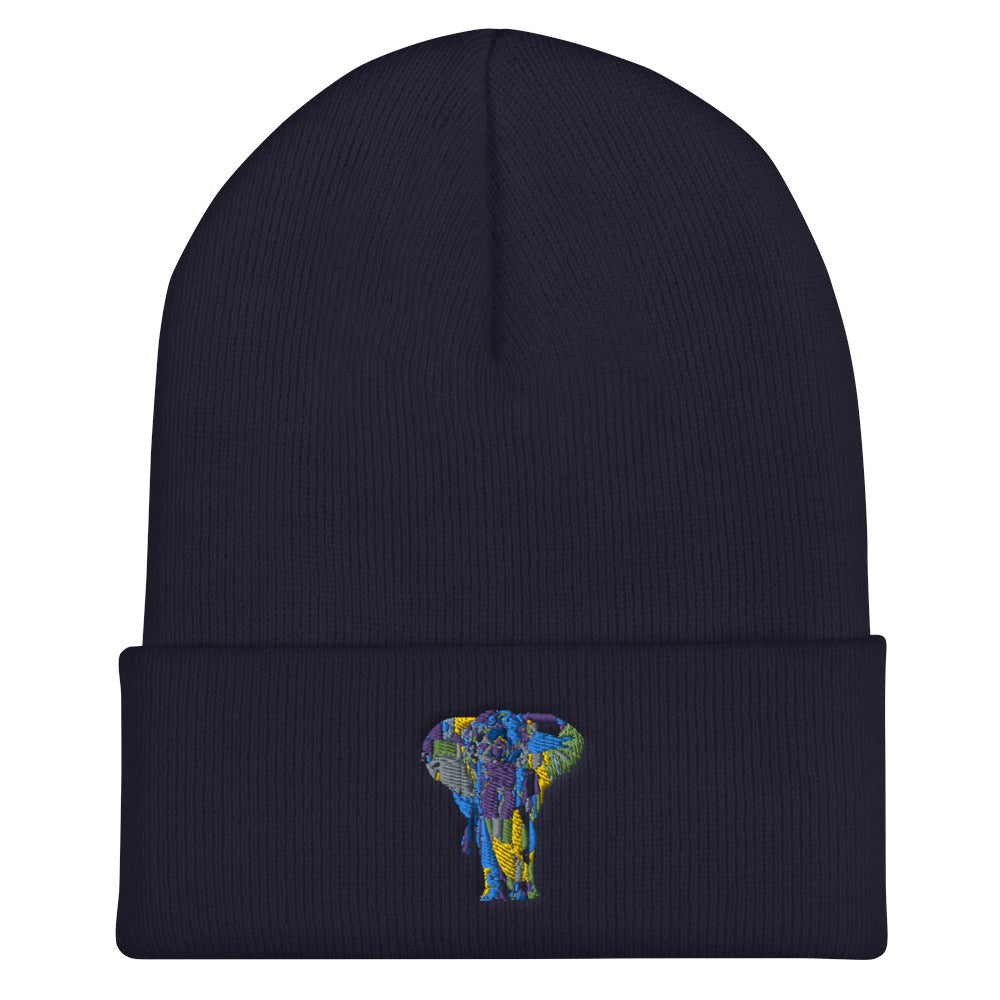 Elephant Face Colour Cuffed Beanie