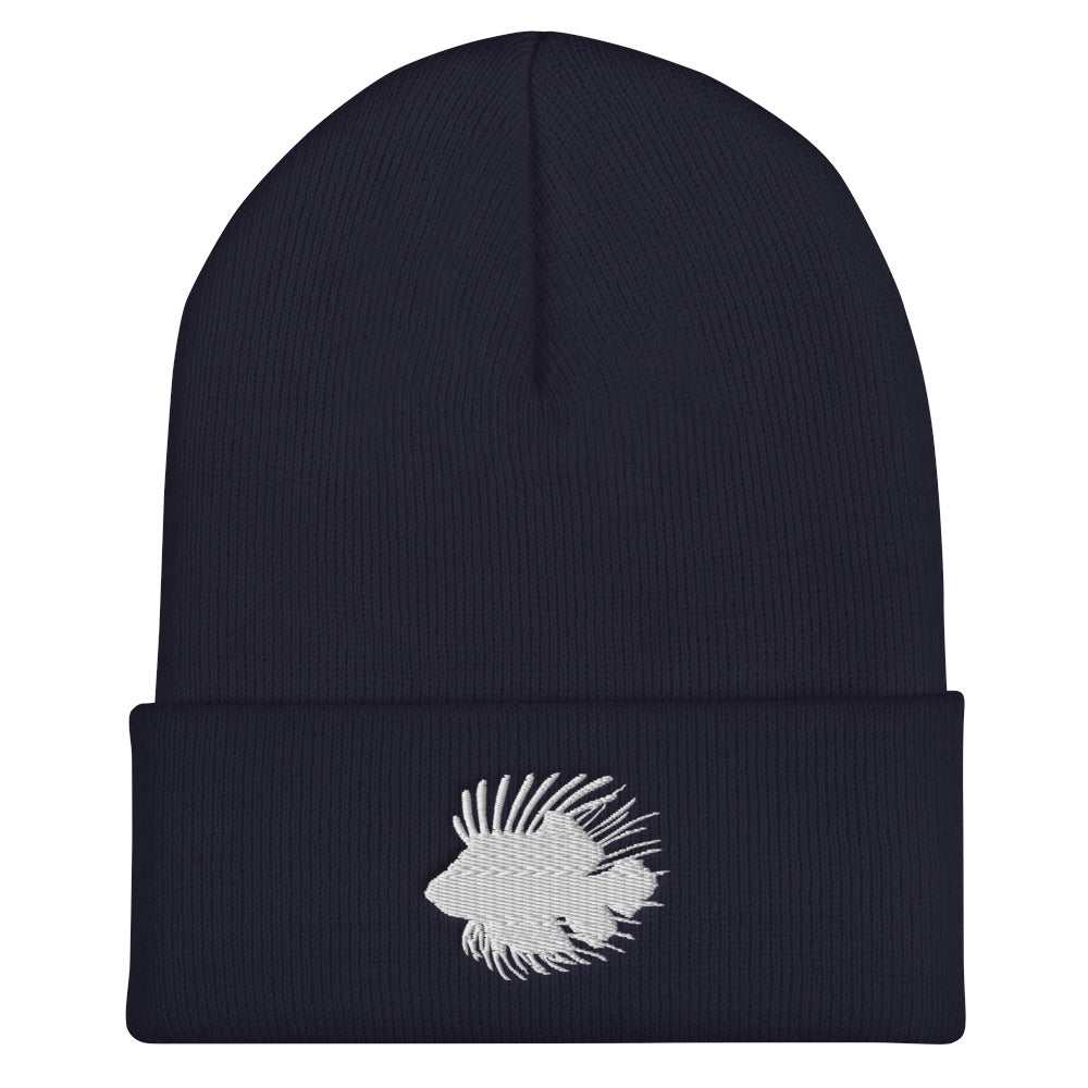 Silver Fish Cuffed Beanie