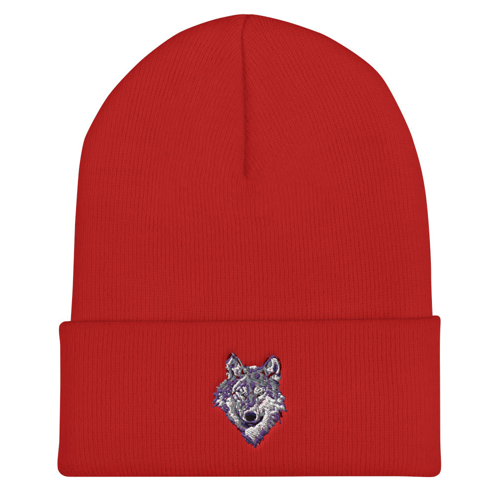 Silver Wolf Cuffed Beanie