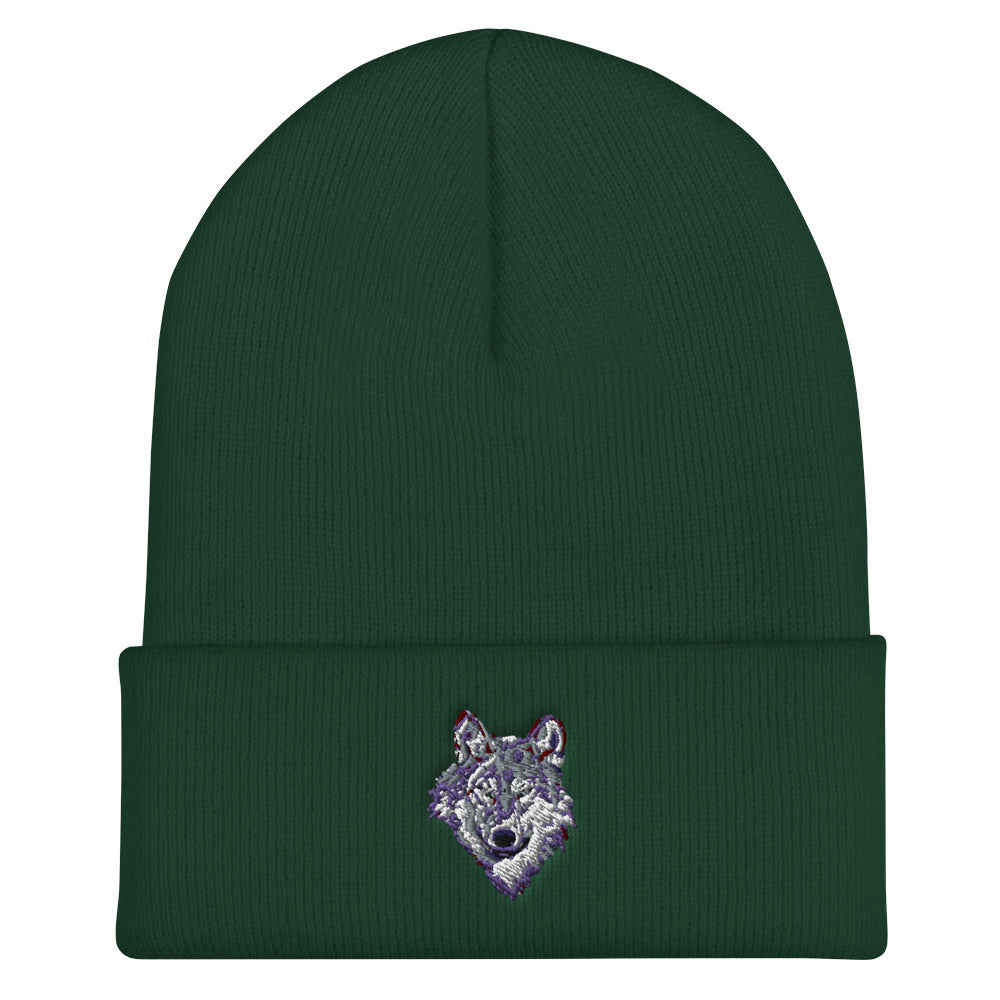 Silver Wolf Cuffed Beanie