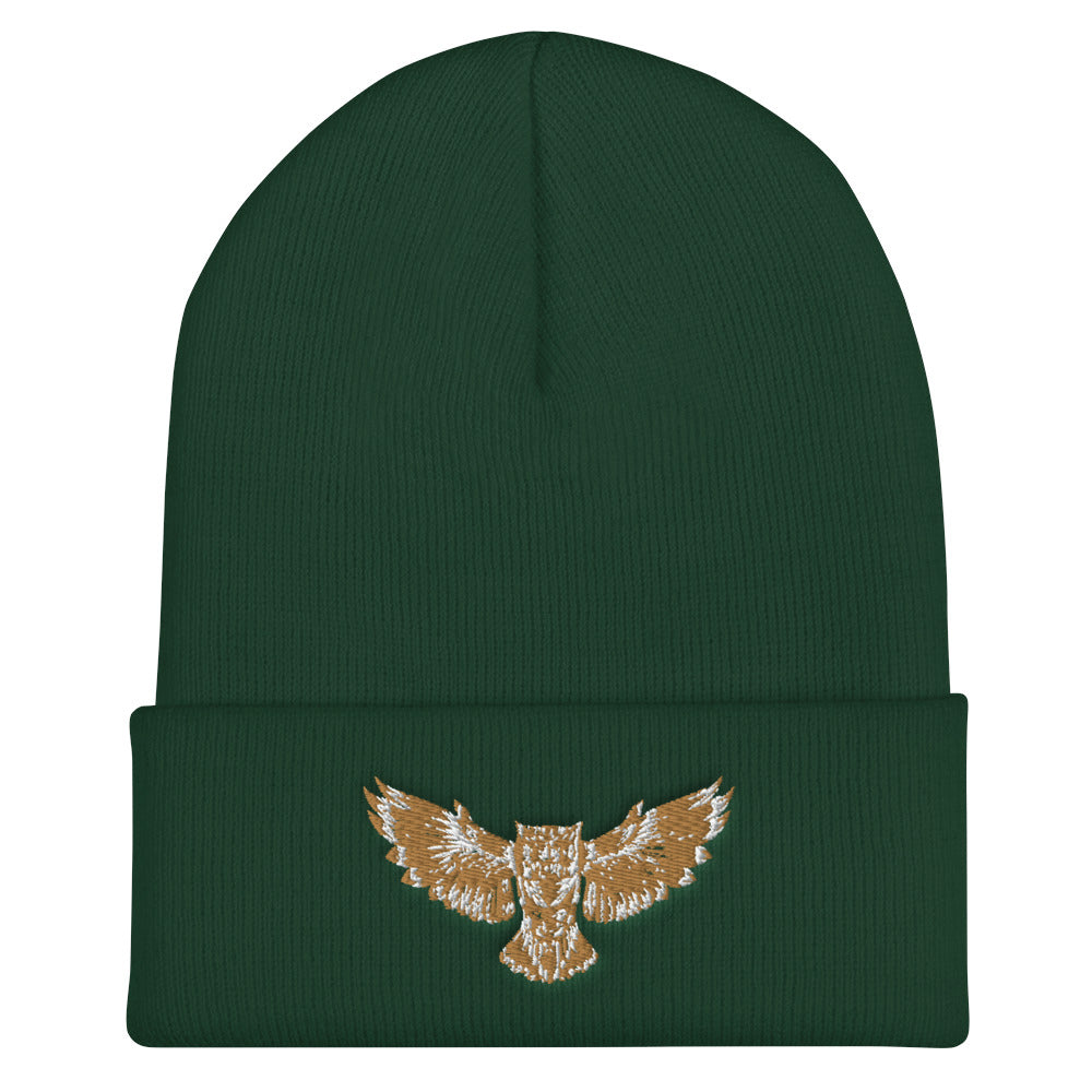 Golden Owl Cuffed Beanie