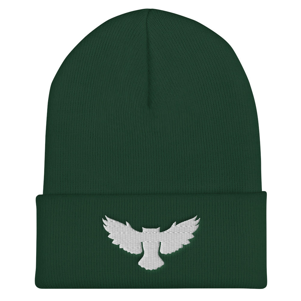 Silver Owl Cuffed Beanie