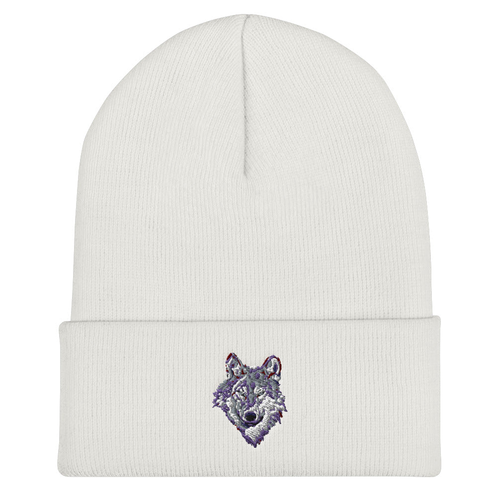 Silver Wolf Cuffed Beanie