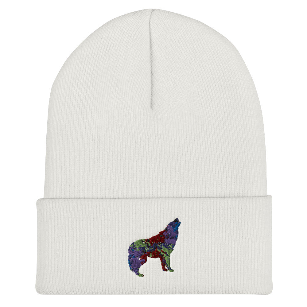 Technicolour Wolf Cuffed Beanie