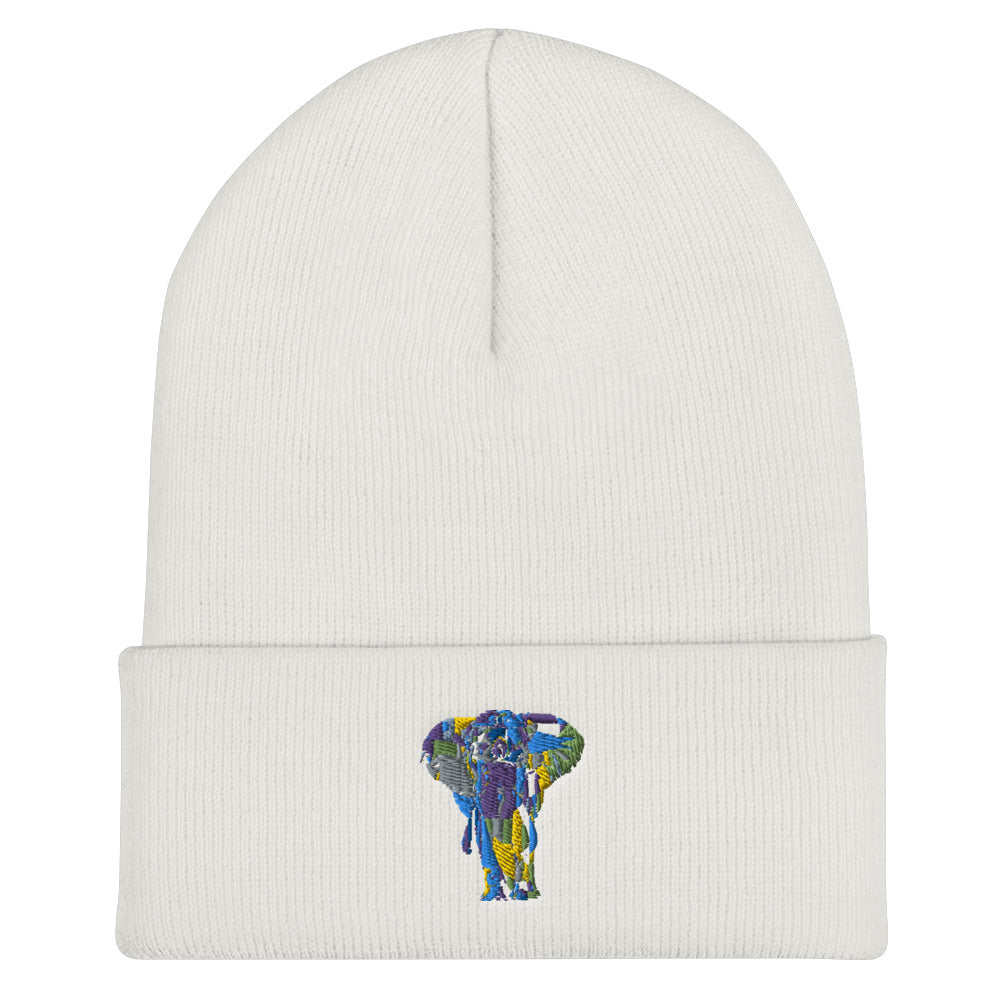 Elephant Face Colour Cuffed Beanie