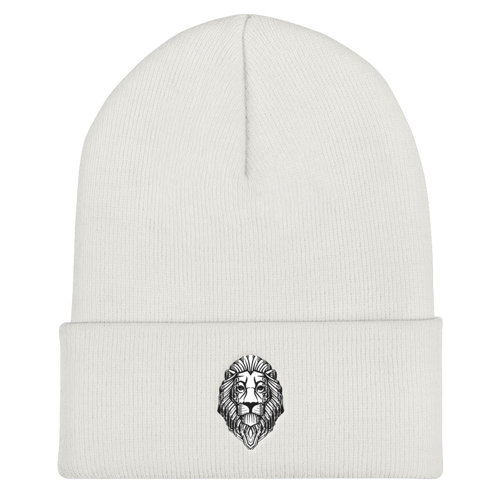 Silver Lion Cuffed Beanie