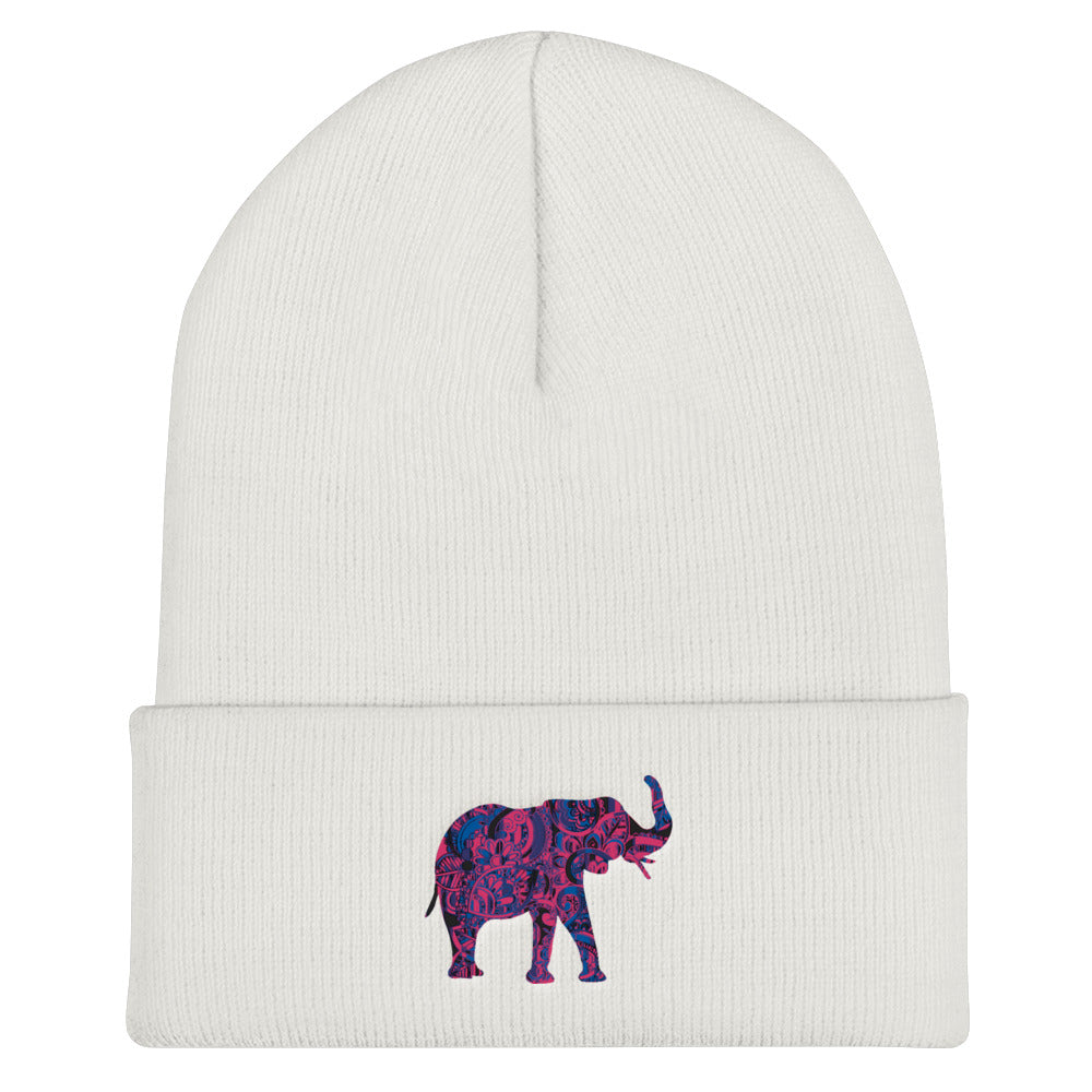 Pink Elephant Cuffed Beanie