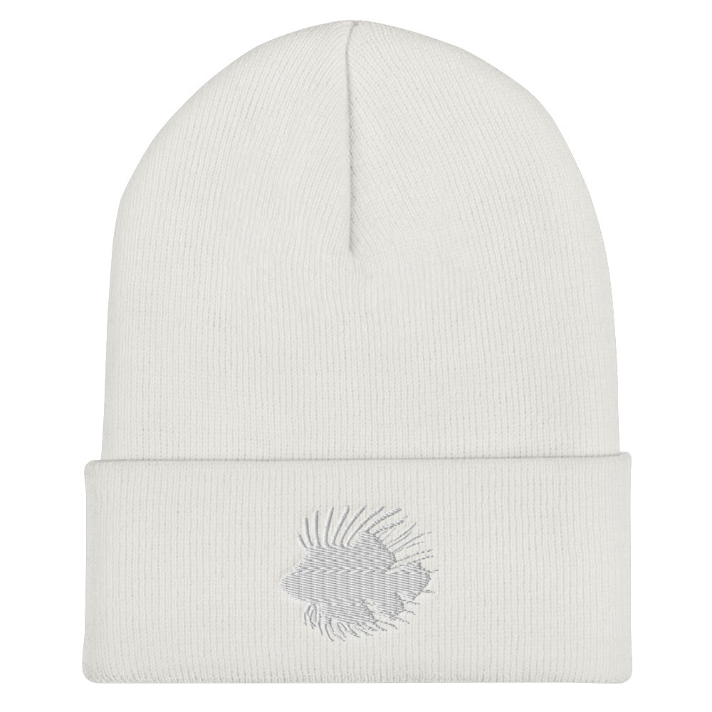 Silver Fish Cuffed Beanie