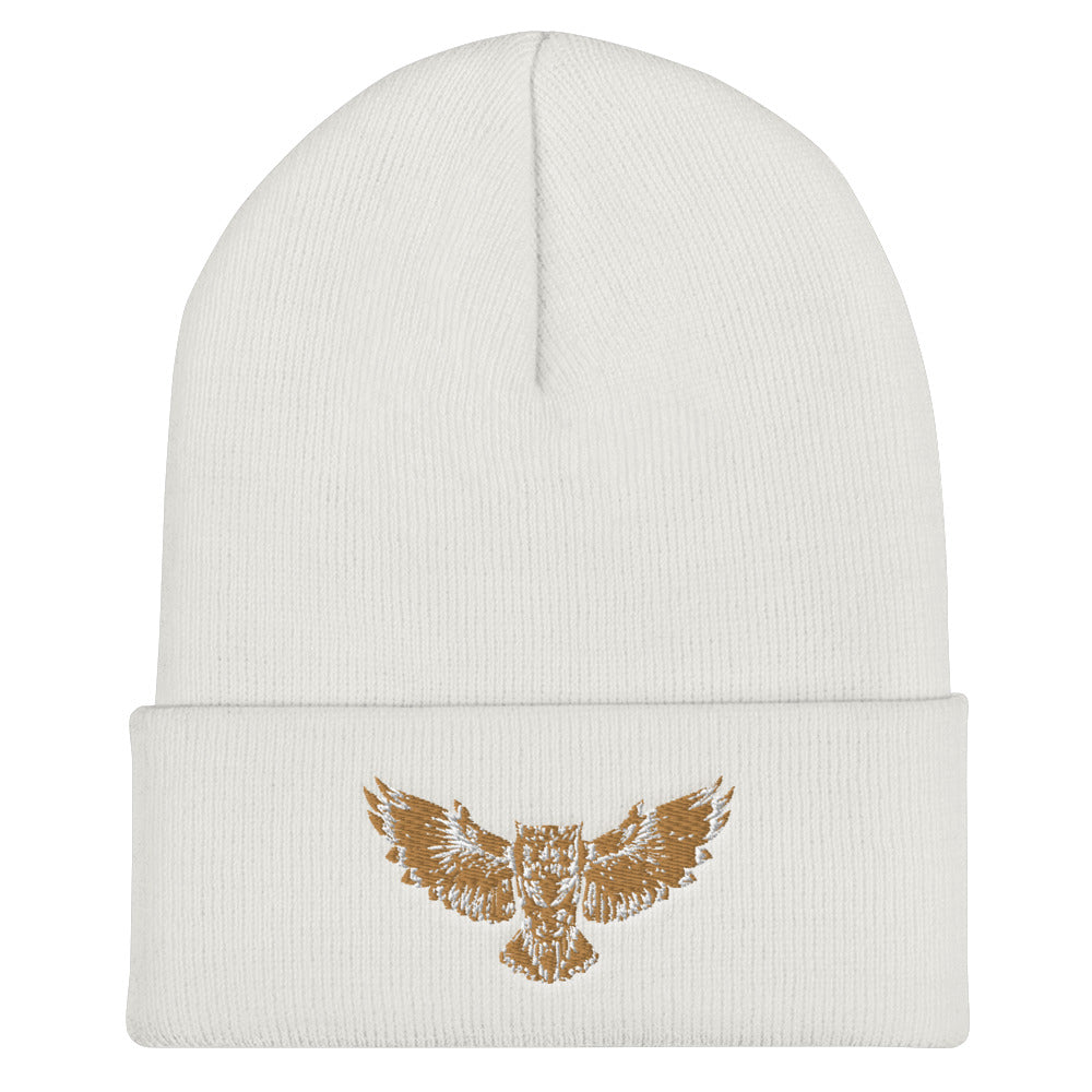 Golden Owl Cuffed Beanie