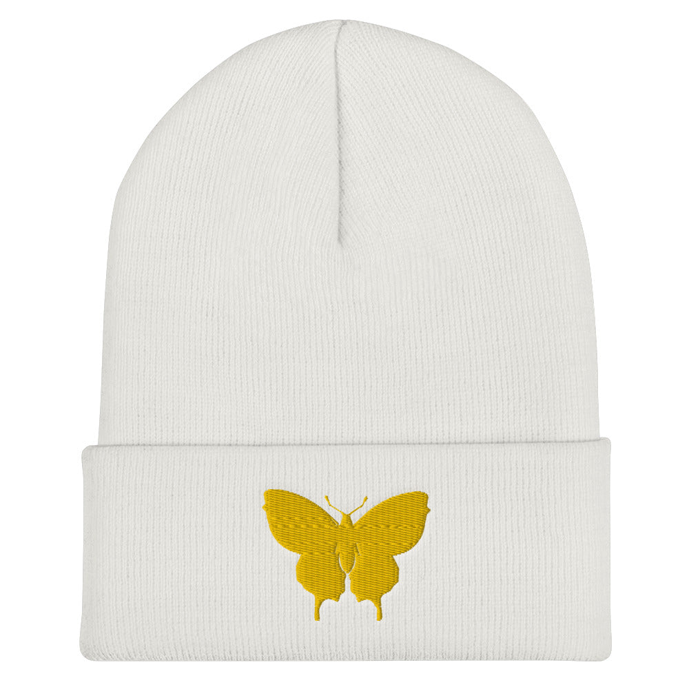 Golden Butterfly Cuffed Beanie