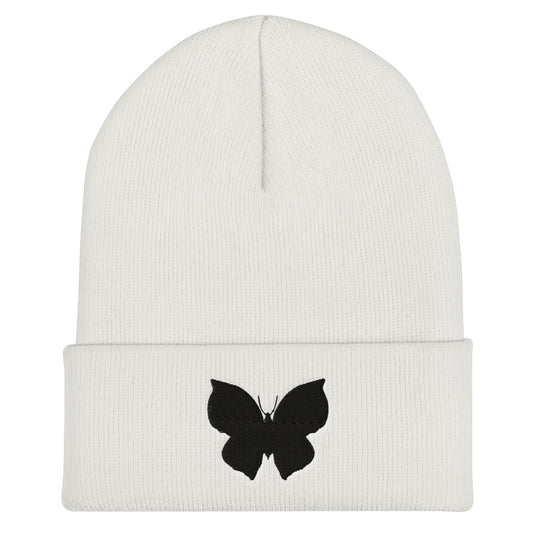 Black Butterfly Cuffed Beanie