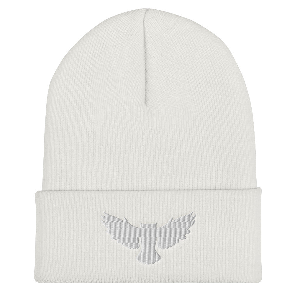 Silver Owl Cuffed Beanie