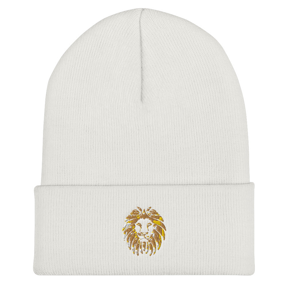 Gold Lion Cuffed Beanie