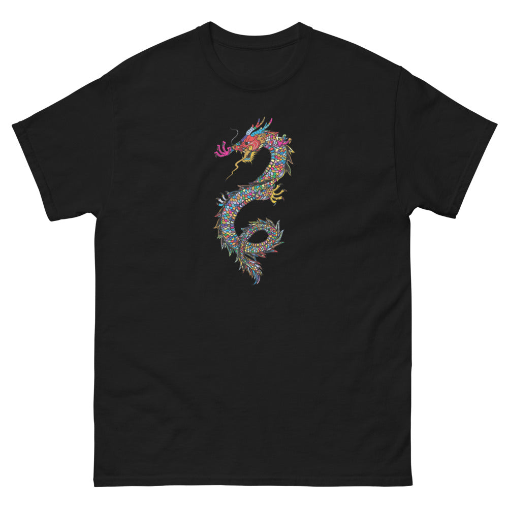 Multi Coloured Dragon 100% cotton men's heavyweight tee