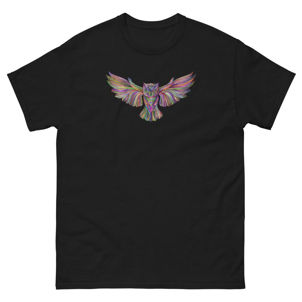 Multi Coloured Owl 100% cotton men's heavyweight tee