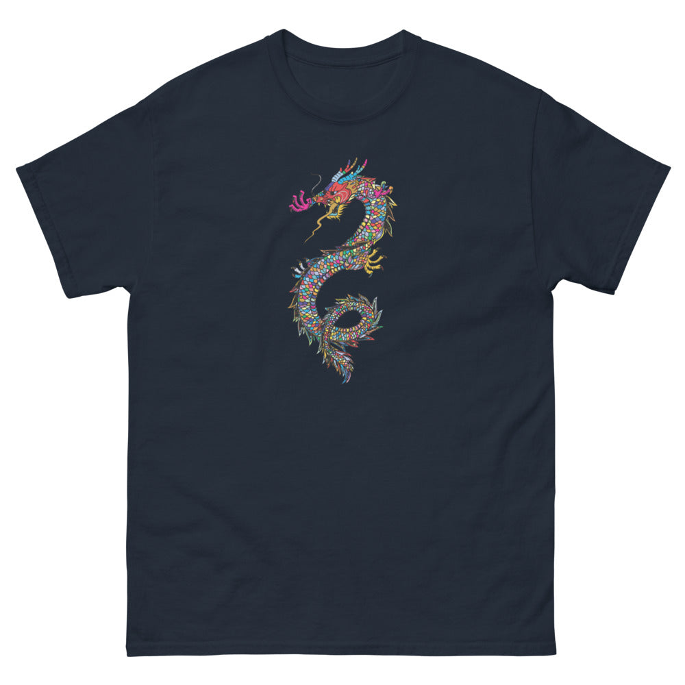 Multi Coloured Dragon 100% cotton men's heavyweight tee