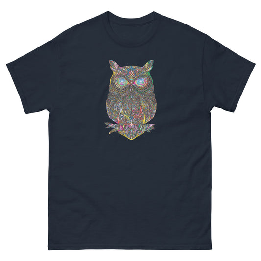 Multi Coloured Owl 100% cotton men's heavyweight tee