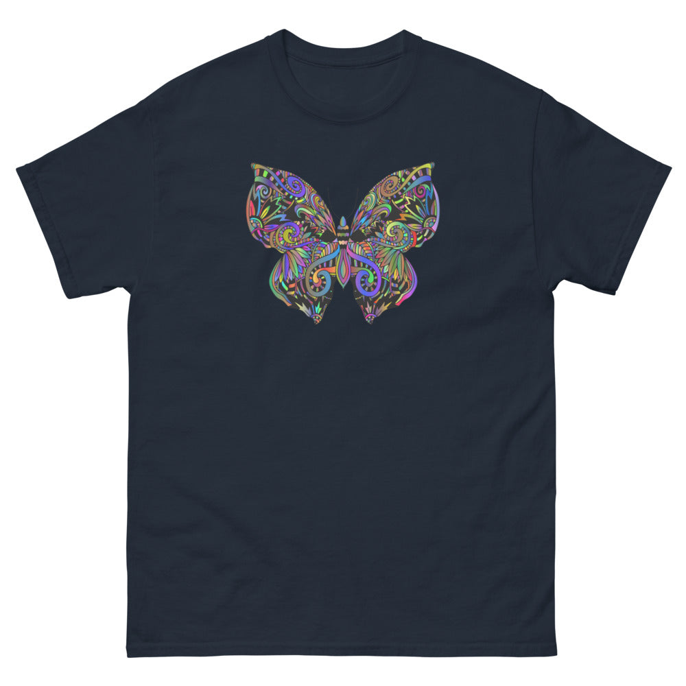 Multi Coloured Butterfly 100% cotton men's heavyweight tee