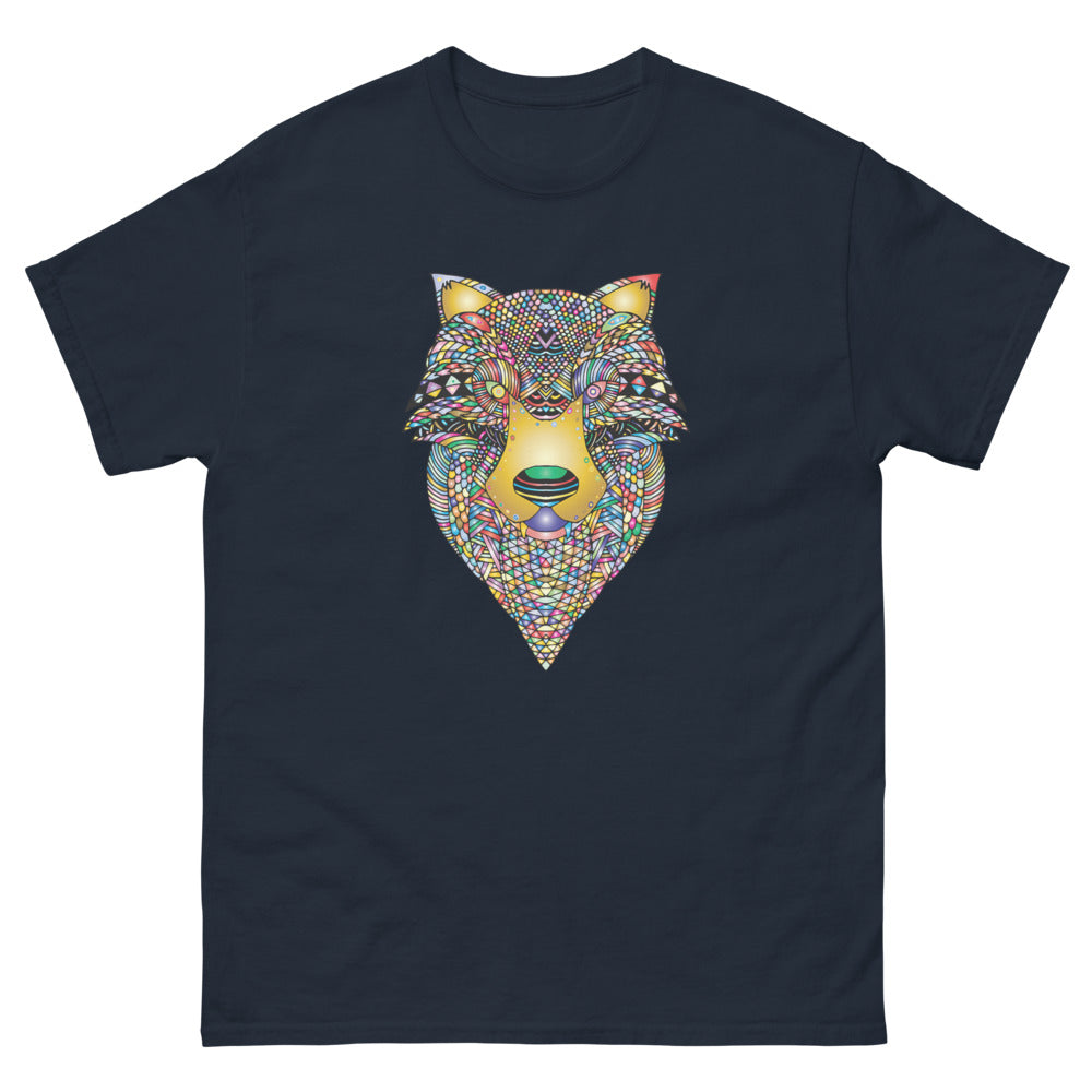 Multi Coloured Wolf 100% cotton men's heavyweight tee