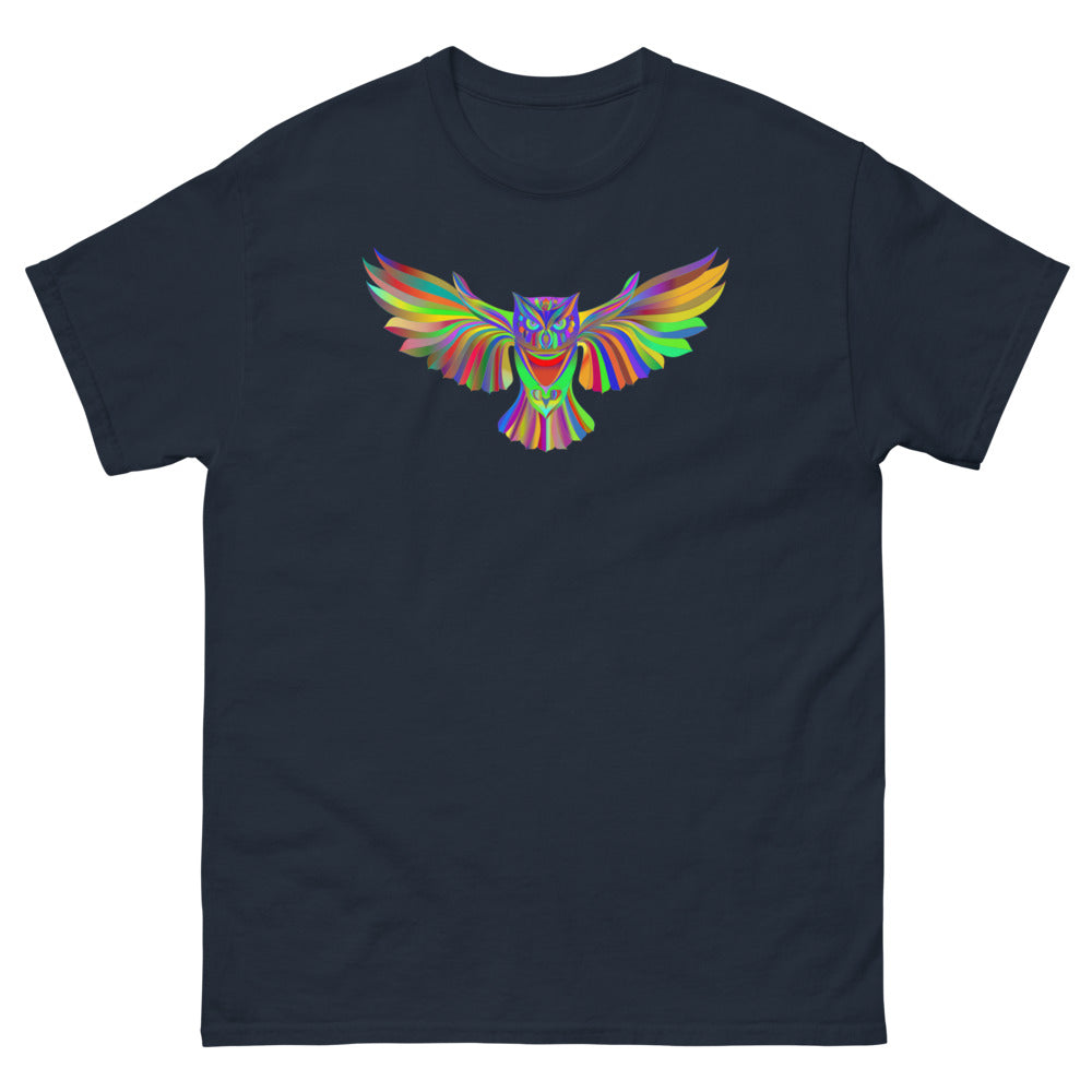 Multi Coloured Owl 100% cotton men's heavyweight tee